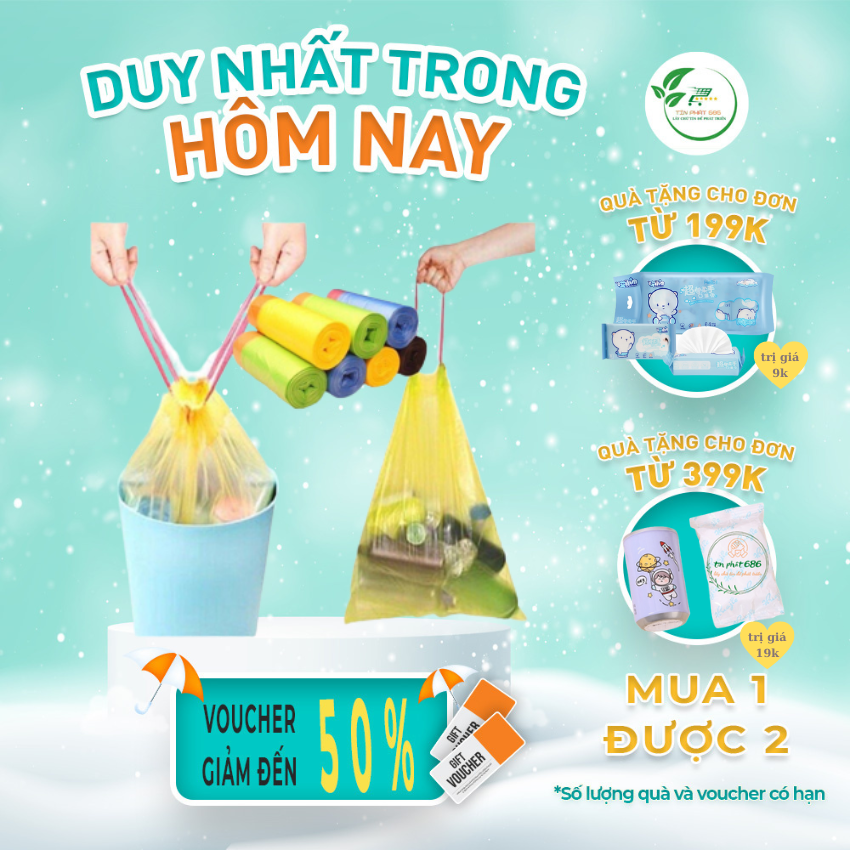 Túi đựng rác, túi rác có dây rút tiện dụng đủ màu 1 bịch 5 cuộn 1 cuộn 15 túi siêu dai