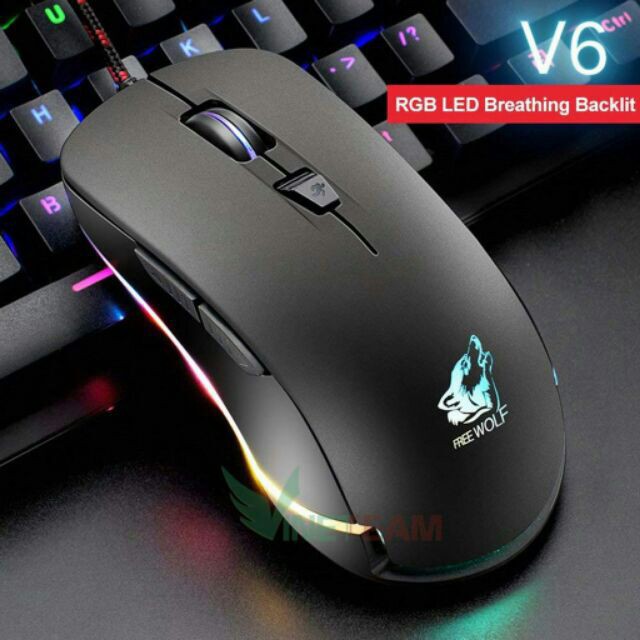 Chuột chơi game led rgb free wolf v6 -v1 bảo hành 3 tháng