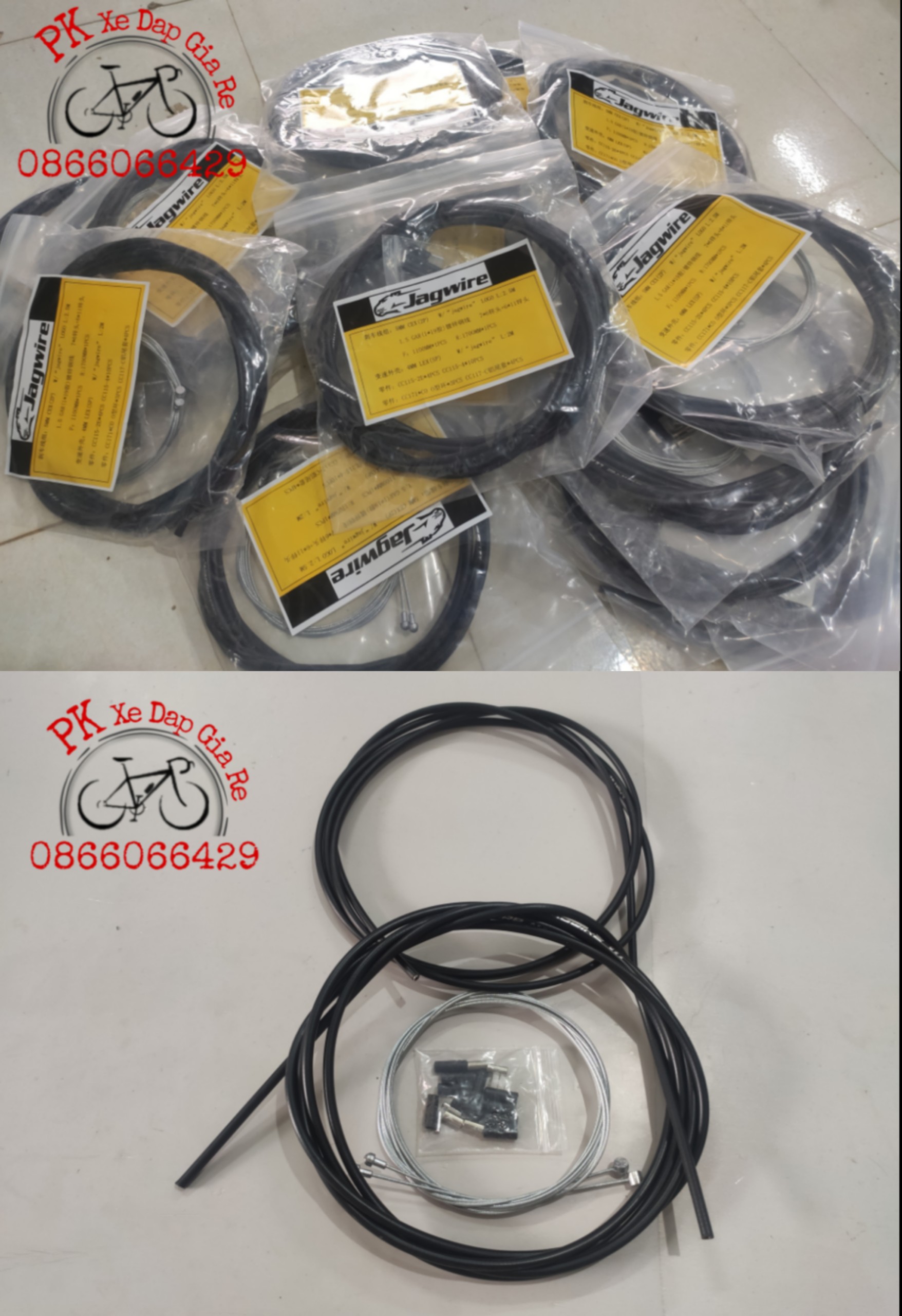 Bộ vỏ ruột dây phanh JAGWIRE trước và sau kèm vỏ dây đề, Vỏ ruột dây phanh xe đạp+vỏ dây đề