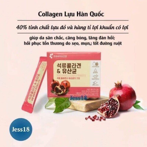 [ Made in Korea - Sale ] Hộp 30 gói Bột Bio Cell Collagen  nước Uống Lựu Đỏ [ Nội địa  Hàn Quốc ] đẹp da, giảm cân, thải độc, mờ Nám tốt tiêu hóa, lợi khuẩn