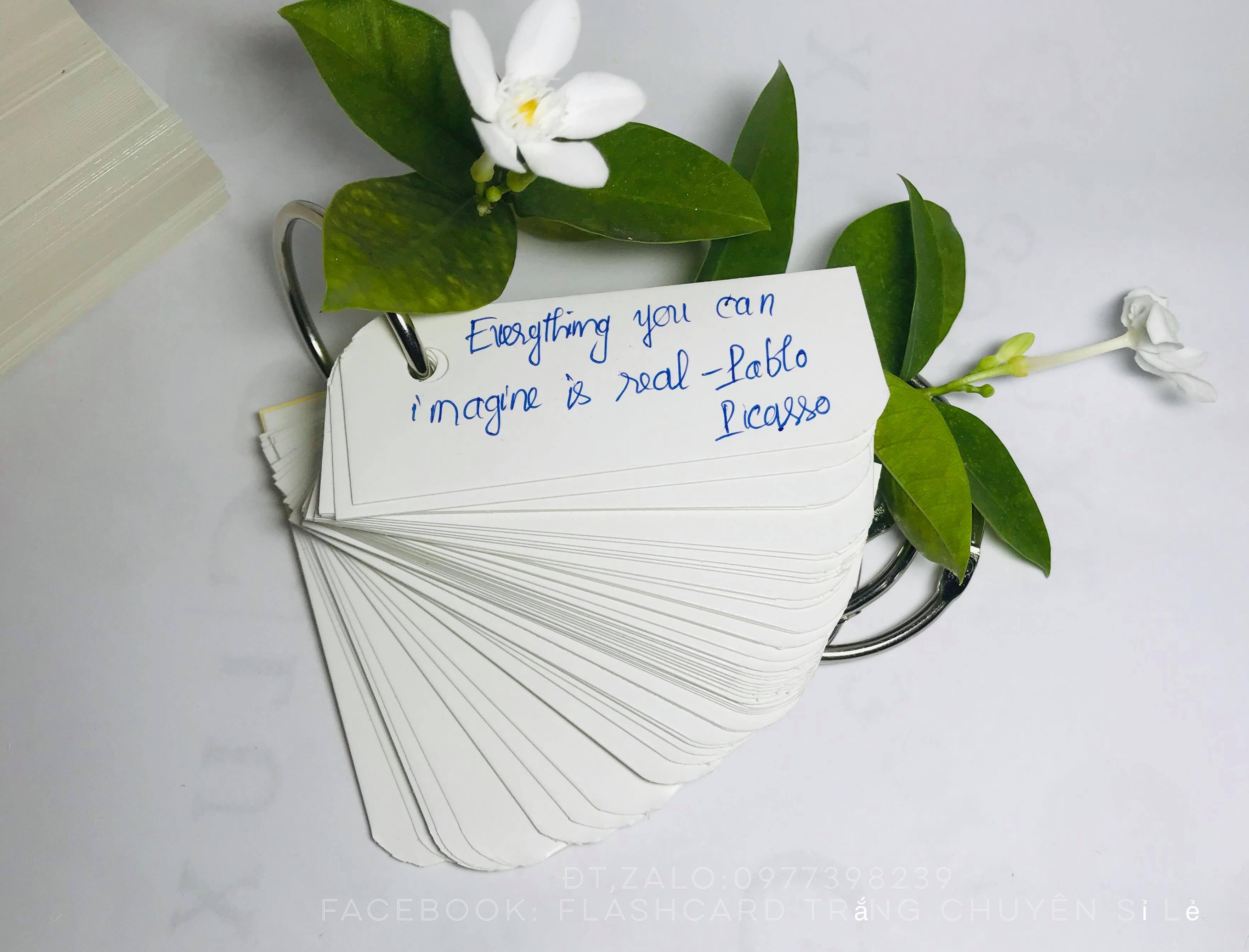 [HCM]100 thẻ flashcard chiếc lá 3x8 dày đẹp ivory 350gsm