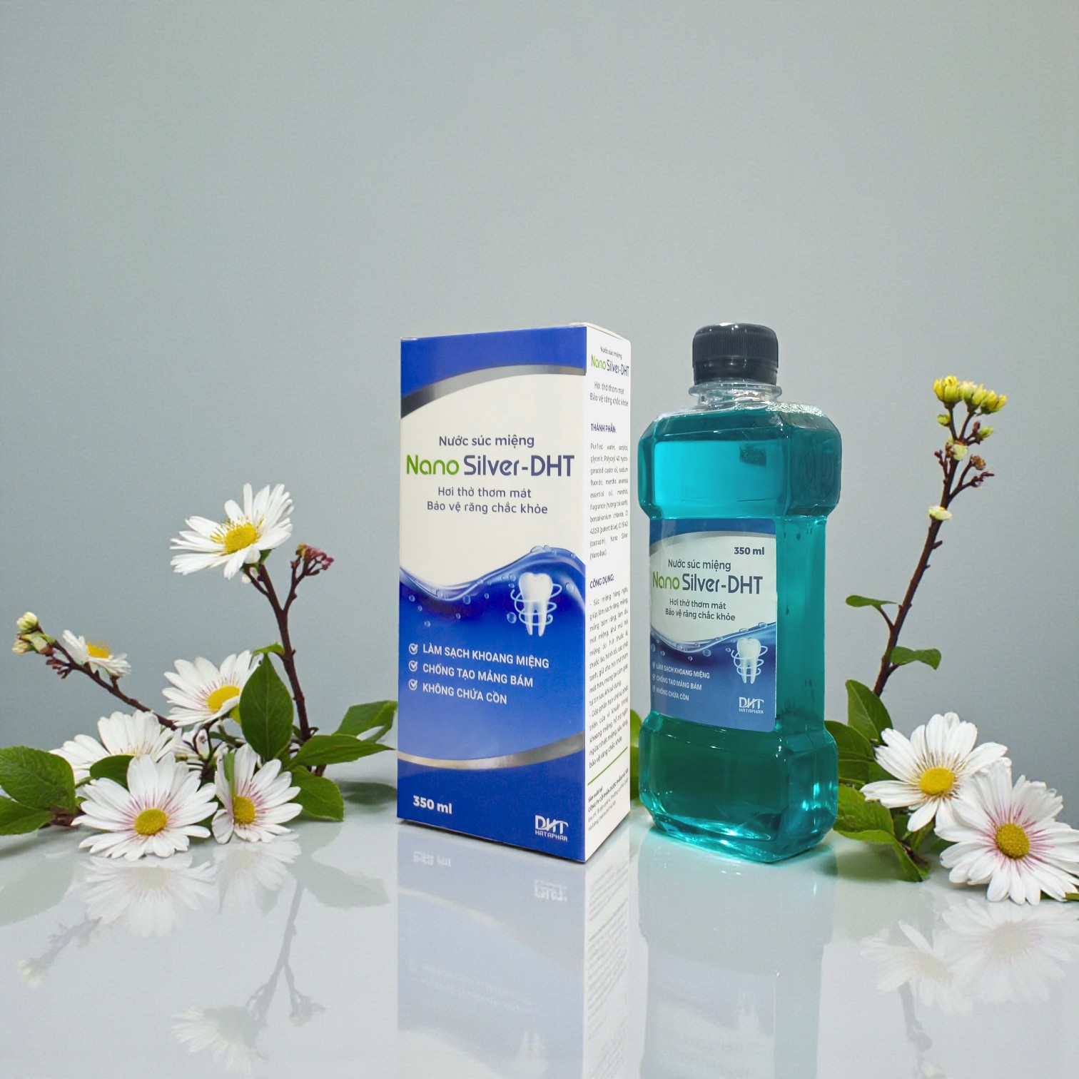 Nước Súc Miệng Nano Bạc Nanosilver DHT giúp sạch răng, mảng bám, làm dịu mát và khử mùi hôi 350ml