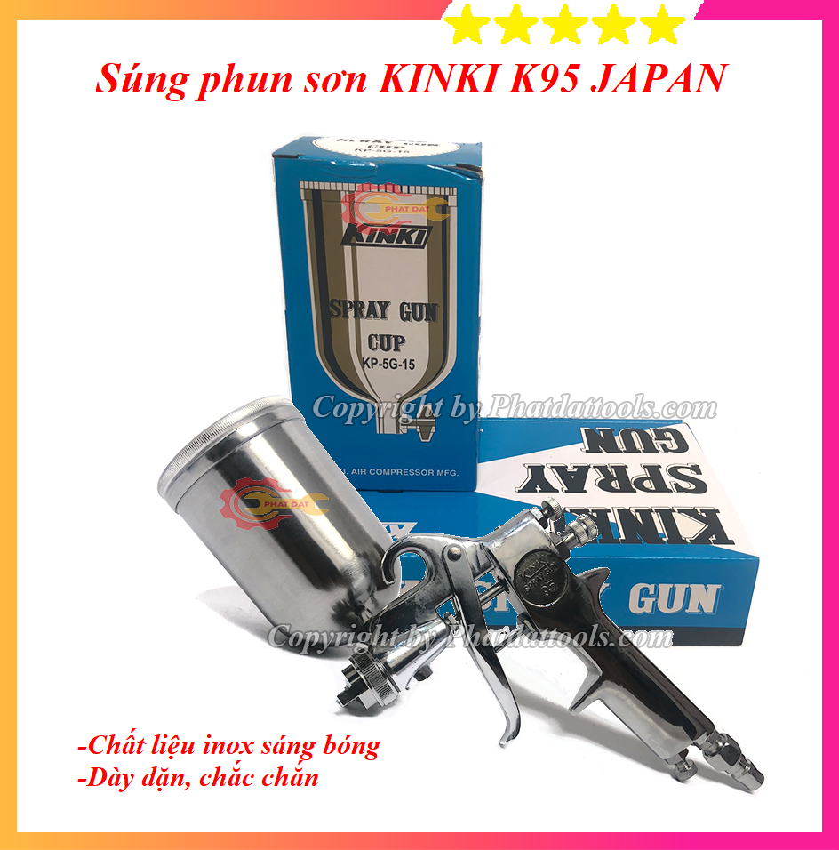 Súng phun sơn kinki k95 japan cao cấp - dung tích cốc 400ml - bảo hành chính hãng 6 tháng
