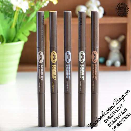 Combo 2 cây Chì Kẻ mày 2 đầu Lovely Design My Eyebrow The Face Shop màu nâu và nâu đen