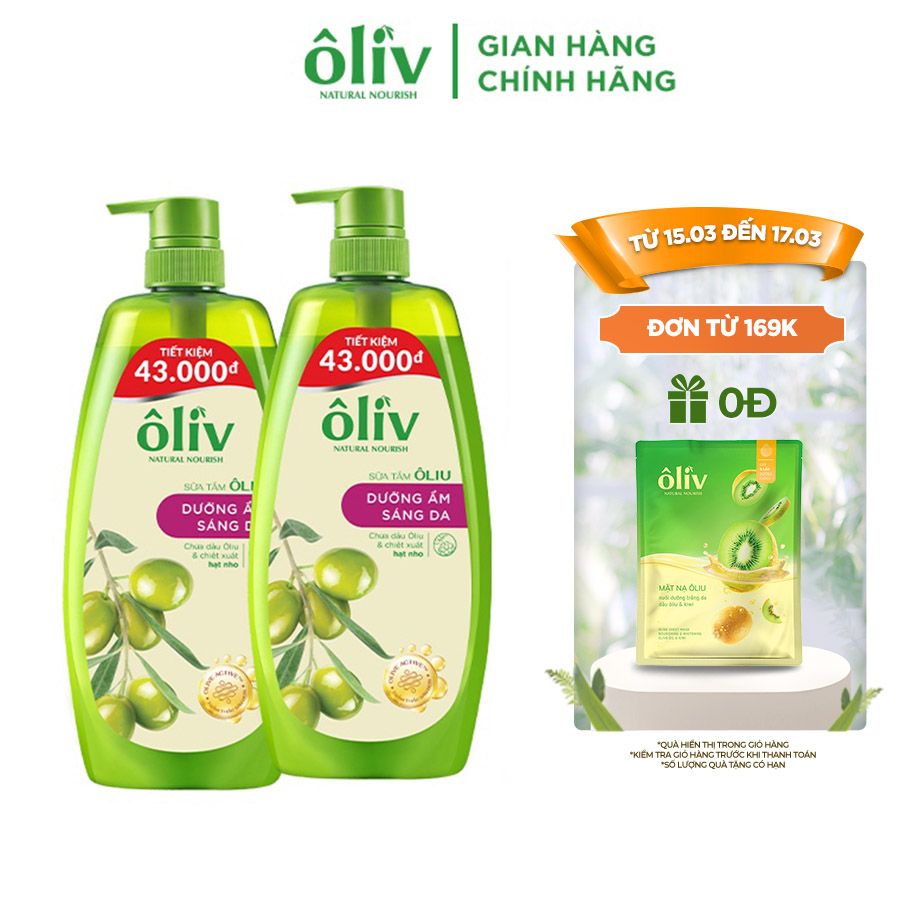 Combo 2 Sữa tắm Ôliv Sáng Da 1L