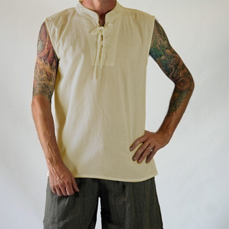 Thời Trung Cổ Thời Phục Hưng Dây Đai Cổ Tròn Áo Vest Cotton Và Vải Lanh R Nhiếp Ảnh Ảnh Sân Khấu Kịch Nghệ Thuật