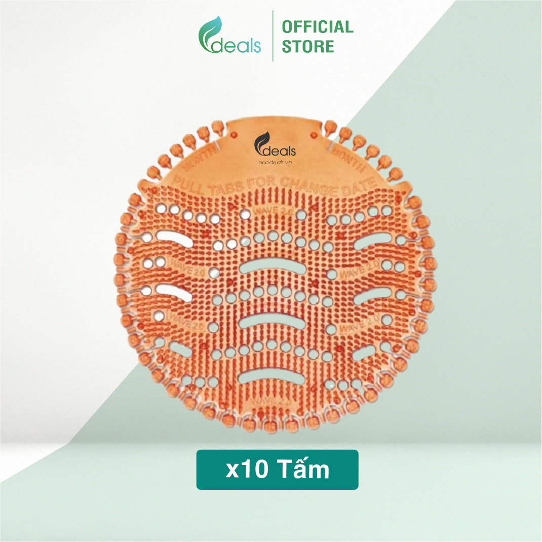 Combo 10 Tấm Lót Khử Mùi Bồn Tiểu & Lỗ Sàn ECODEALS Wave Fresher - Mùi ngẫu nhiên - Tặng 1 túi than tre hoạt tính 100g