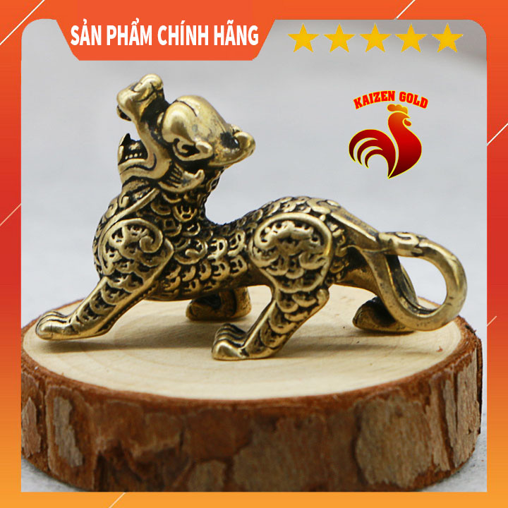 Tỳ hưu, kỳ lân thần tài tượng đồng nhỏ gọn, móc treo chìa khóa phong thủy