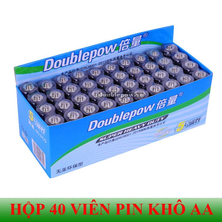 Hộp 40 viên pin tiểu AA 1.5V Doublepow dòng pin khô hàng nhập khẩu chính hãng