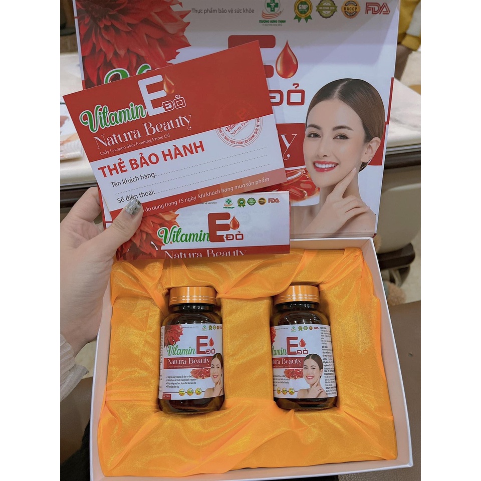 Sét Vitamin E Đỏ Natura Beauty Lady LYCOPEN SKIN EVENING PRIME OIL Hộp 60v  