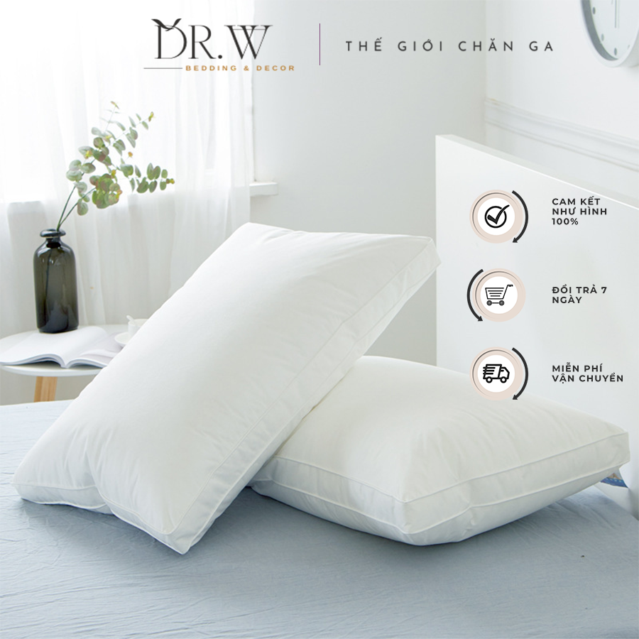 Ruột gối nằm lông vũ microfiber chống đau vai gáy DR.W chuyên dùng cho khách sạn cao cấp - Thế Giới Chăn Ga