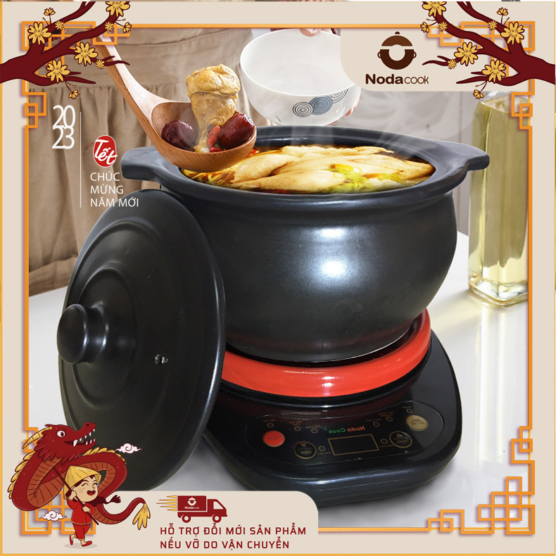 Nồi nấu cháo cho bé bằng sứ chịu nhiệt NodaCook 3 lít màu đen