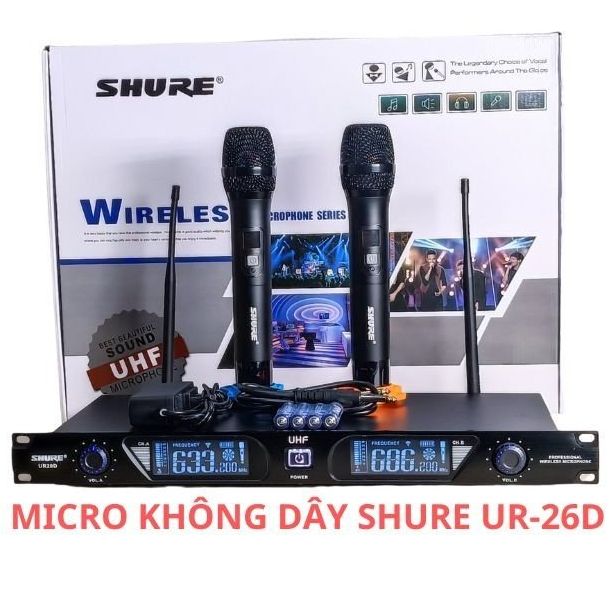 Micro không dây shure-UR 26D . Micro karaoke hát nhẹ sóng khỏe karaoke hay