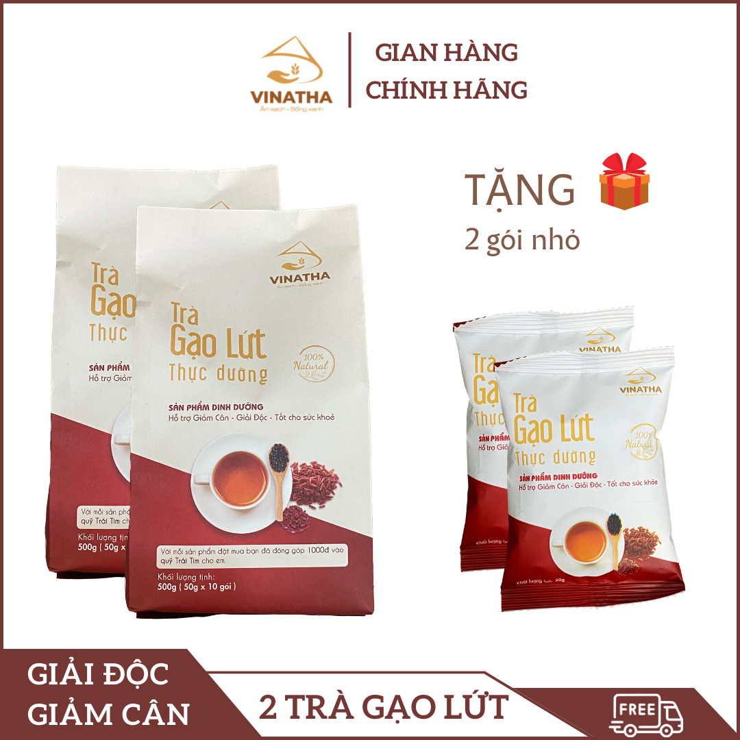 Combo 2 trà gạo lứt thực dưỡng vinatha 20 gói nhỏ