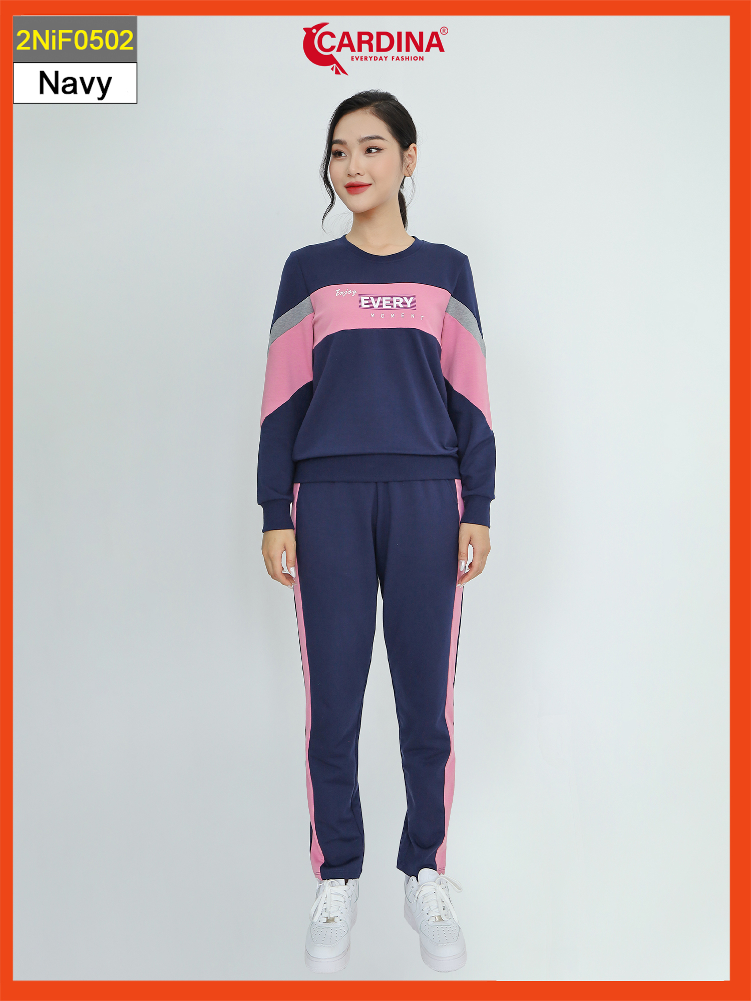 Đồ Bộ Nữ 𝐂𝐀𝐑𝐃𝐈𝐍𝐀 Chất Nỉ Da Cá Cao Cấp In Chữ Phối Màu Kiểu Dáng Thể Thao Năng Động 2NiF05