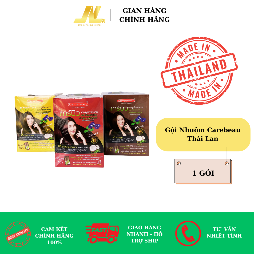 Dầu Gội Nhuộm Tóc Thảo Dược Carebeau Thái Lan gói 30g