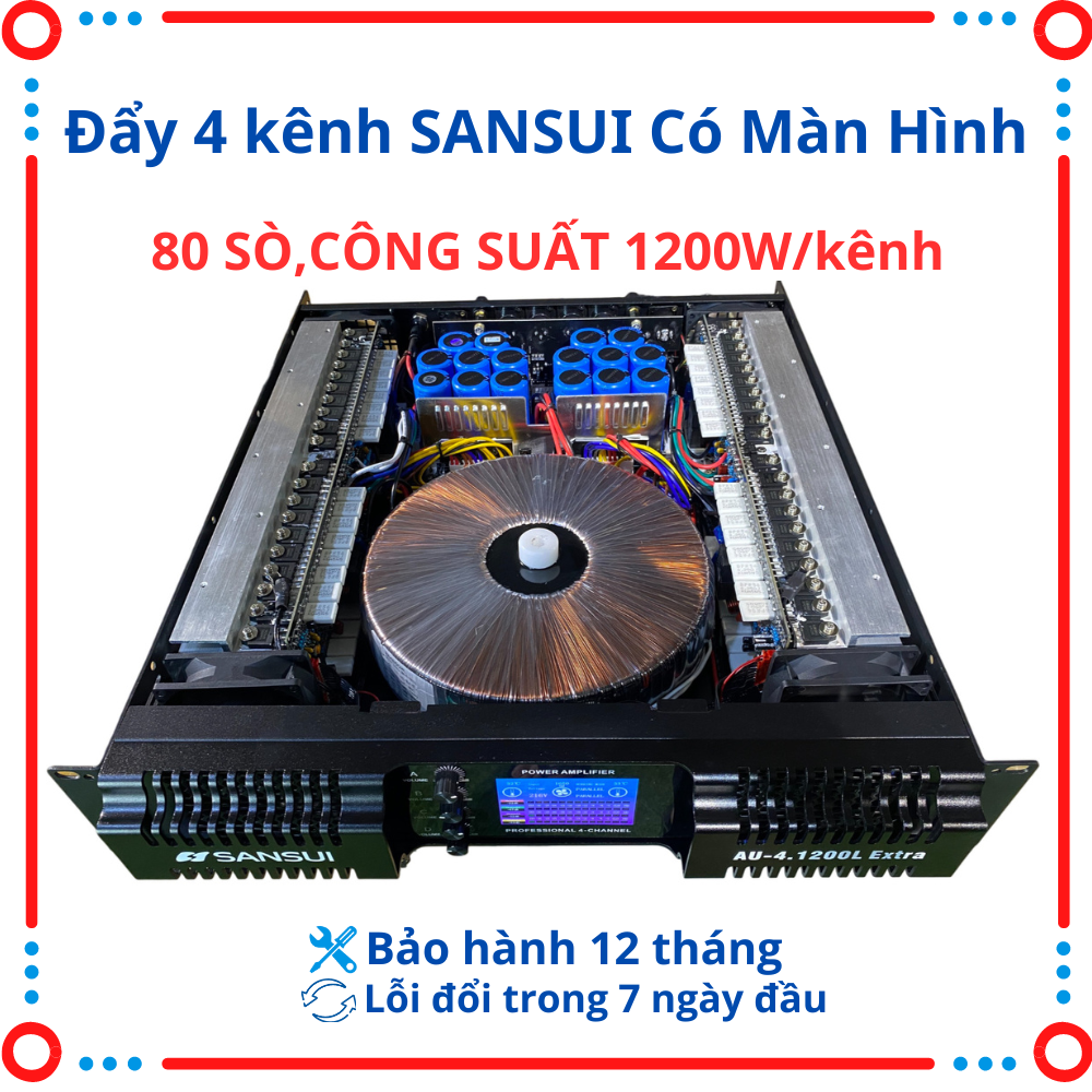 (Technology of JAPAN)Cục Đẩy Công Suất 4 kênh SANSUI/THacoustic AU-4.1200L Extra 80 sò,SANSUI AU--4.500L Extra,Công suất 1200W/Kênh..