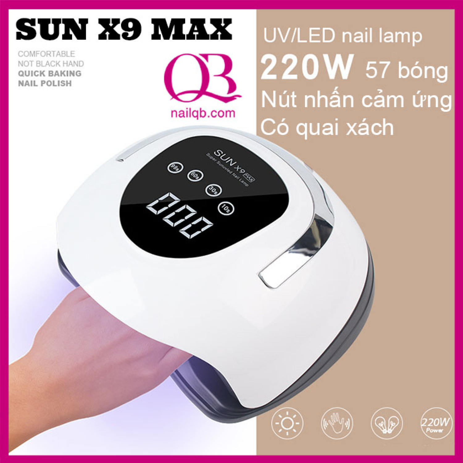 Máy hơ ɡel đèn led 48w-220w sun 5 - sun x9 max