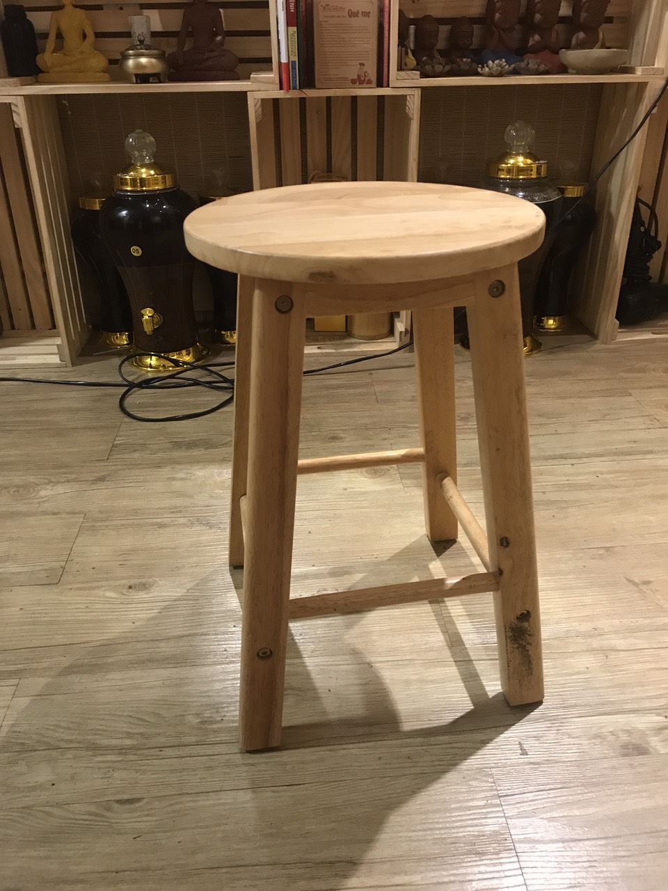 Ghế đôn gỗ mặt tròn tháo ráp