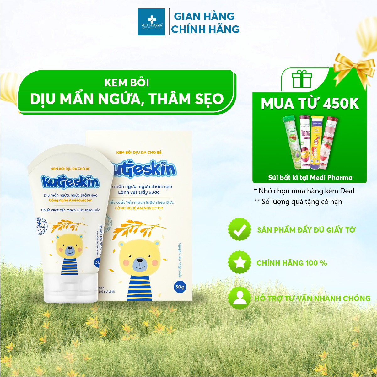 Kem bôi dịu da cho bé giảm mẩn ngứa – hăm Kutieskin - 30g