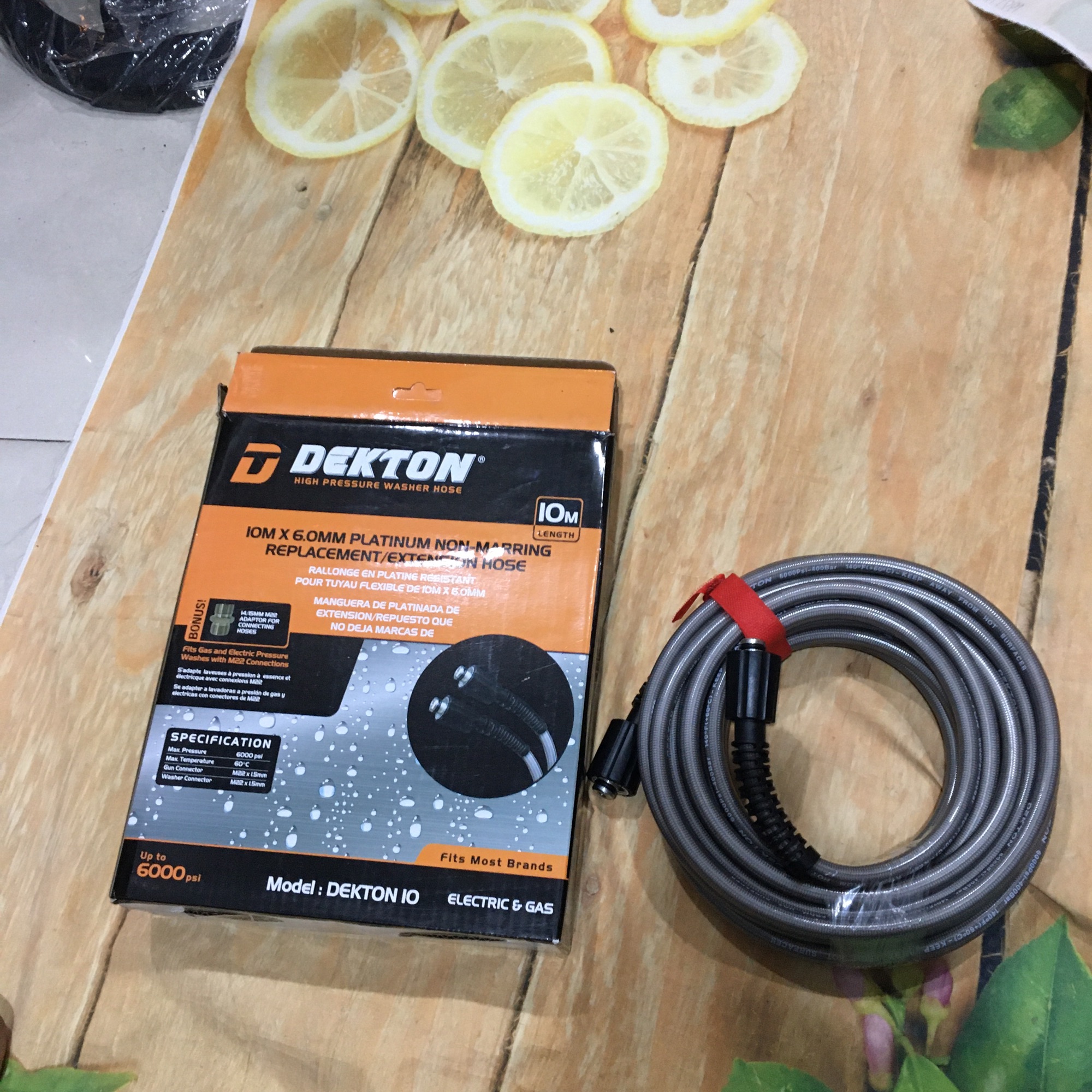 Dây xịt rửa, rửa xe chính hãng Dekton 10 mét chuyên dùng cho máy rửa xe