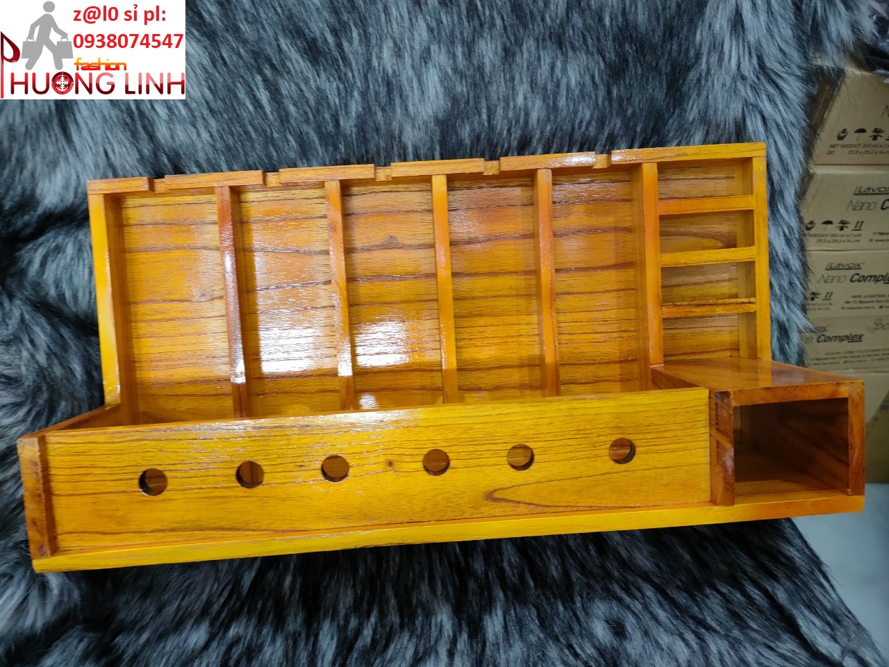 Khay đựng kéo, tông đơ... bằng gỗ 1 hộc