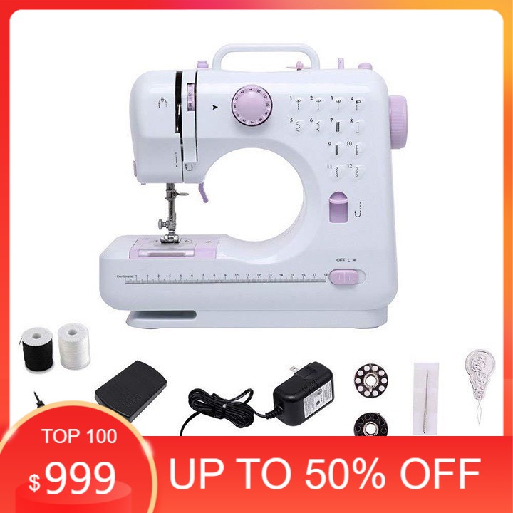 Máy may mini gia đình fhsm505 12 kiểu may, có vắt sổ