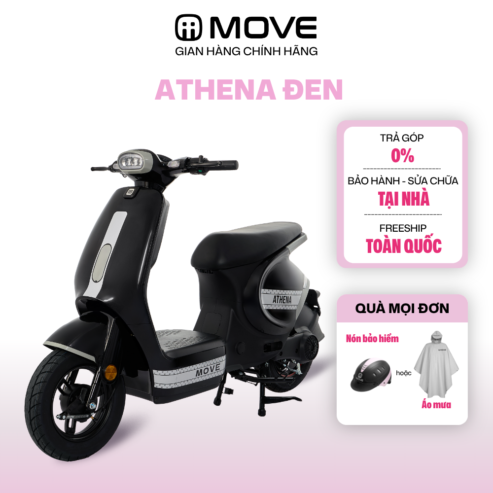 [CHỈ GIAO NAM TRUNG BỘ VÀ NAM BỘ] Xe Máy Điện MOVE ATHENA Chính Hãng - Trả góp 0% - Bảo Hành Tại Nhà -  Đen