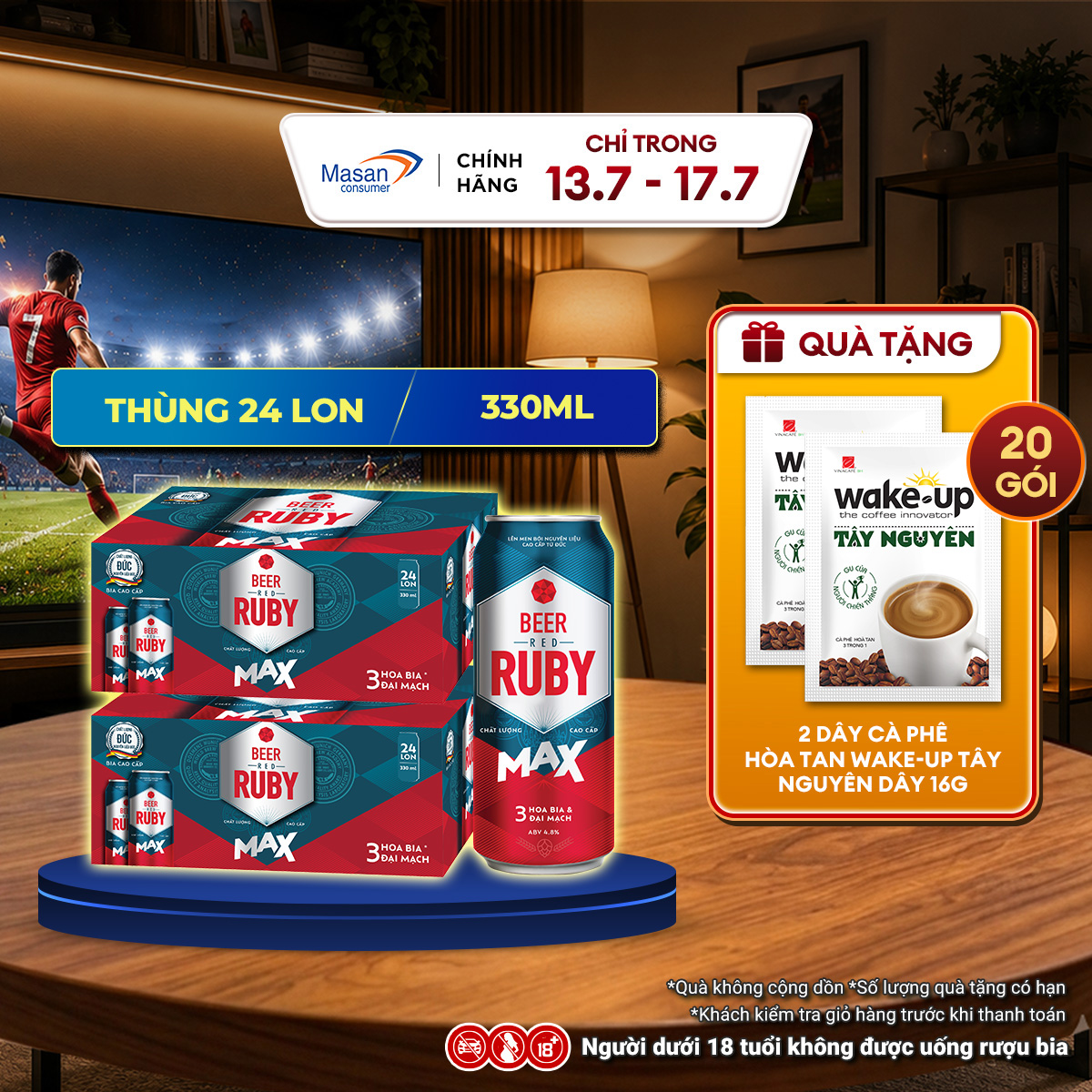 Combo 2 Thùng Bia Red Ruby Max - 24 Lon x 330ML