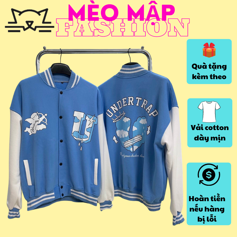 Áo khoác bomber varsity in hình undertrap màu xanh cực hot Mèo Mập Fashion
