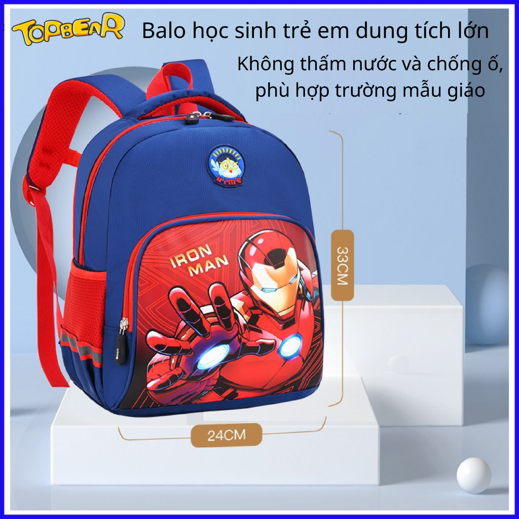 Balo trẻ em mẫu giáo, cặp học sinh cấp 1, balo cho bé trai bé gái Topbear M633 balo công chúa elsa, siêu nhân nhện siêu nhẹ chống gù.