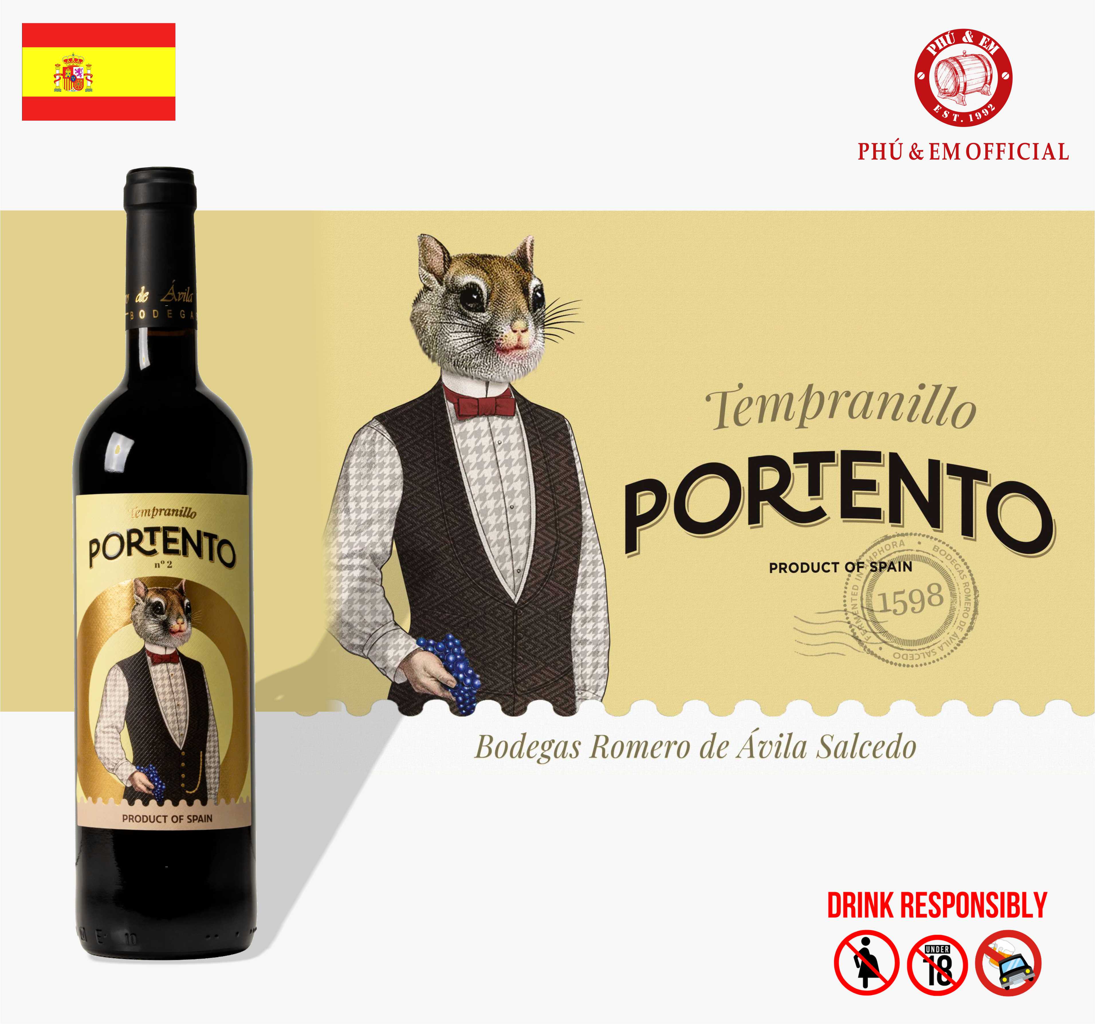 Rượu Vang Đỏ Tây Ban Nha Portento Tempranillo