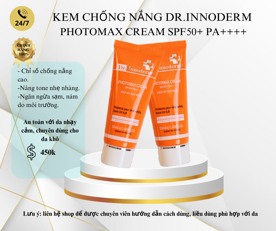 [HCM]Kem Chống Nắng Photomax Cream SPF50+ PA+++ Dr.Innoderm