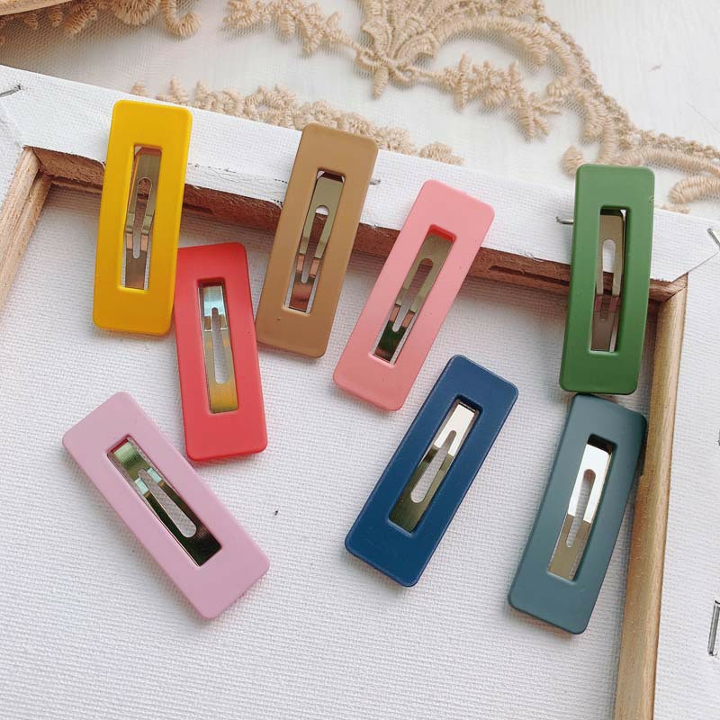 MẪU MỚI KẸP TÓC OVAL CHỮ NHẬT MÀU TRƠN VINTAGE SHOP KISS PLAZA