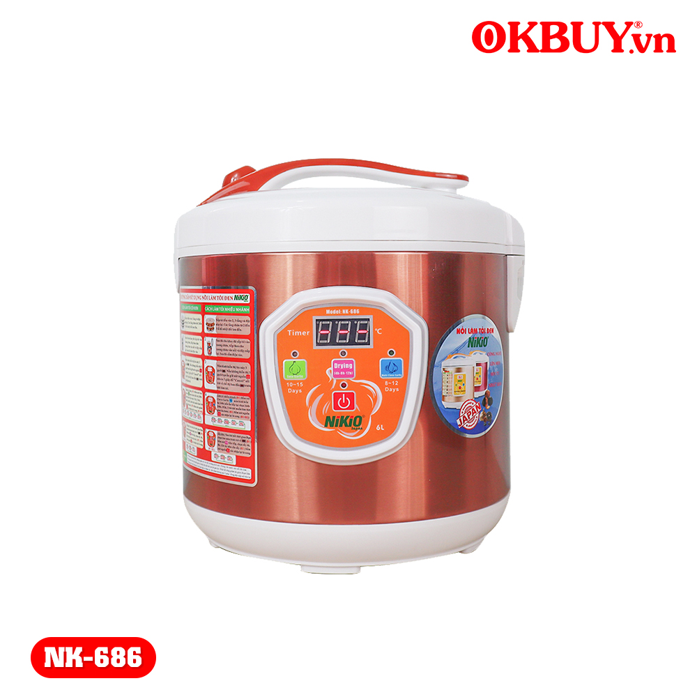 Nồi làm tỏi đen, máy làm tỏi đen, máy ủ tỏi đen, nồi ủ tỏi đen Nhật Bản Nikio NK-686 - tùy chỉnh được thời gian làm tỏi và thời gian sấy tỏi| OKBUY