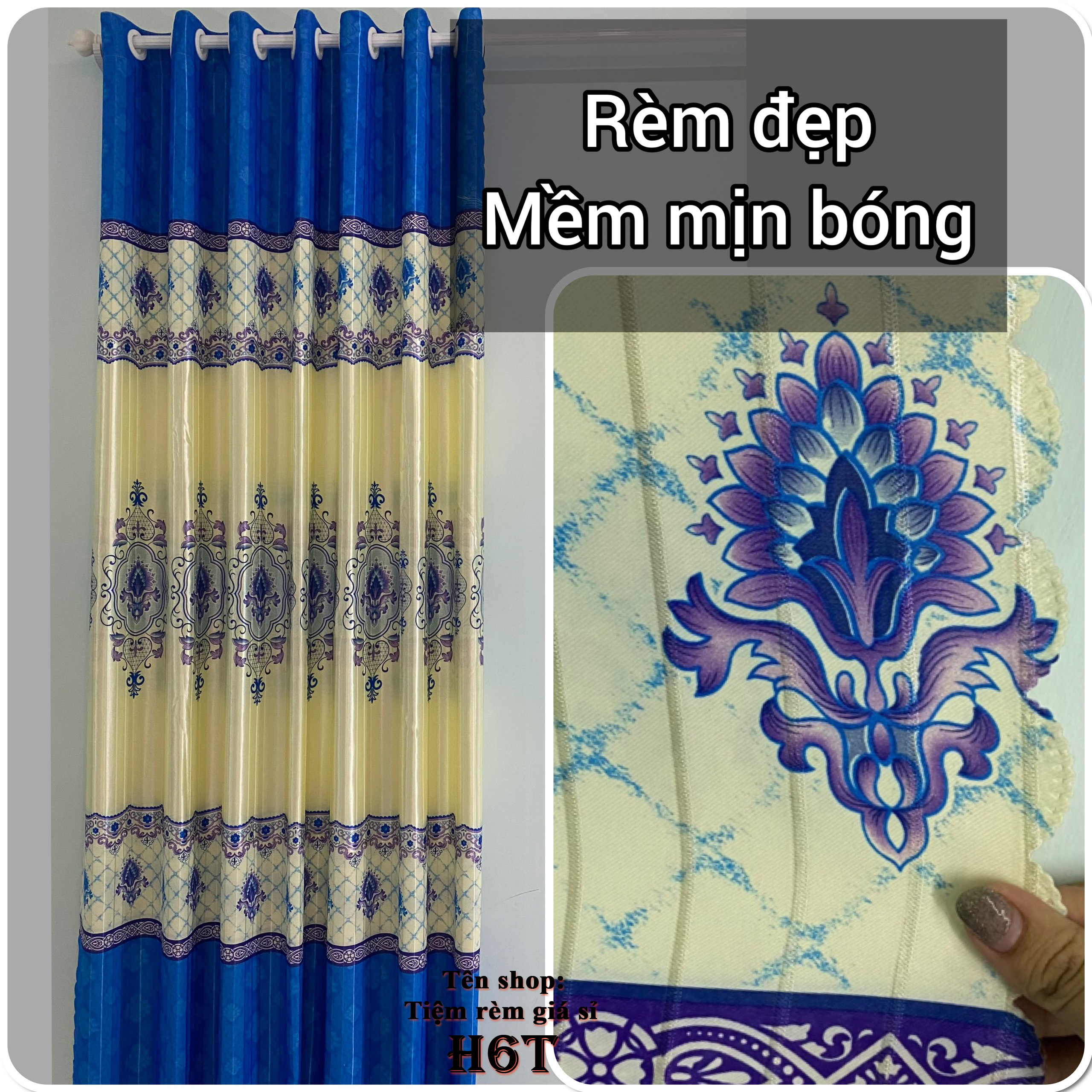 Rèm vải in hoa 2 mặt- chất lượng