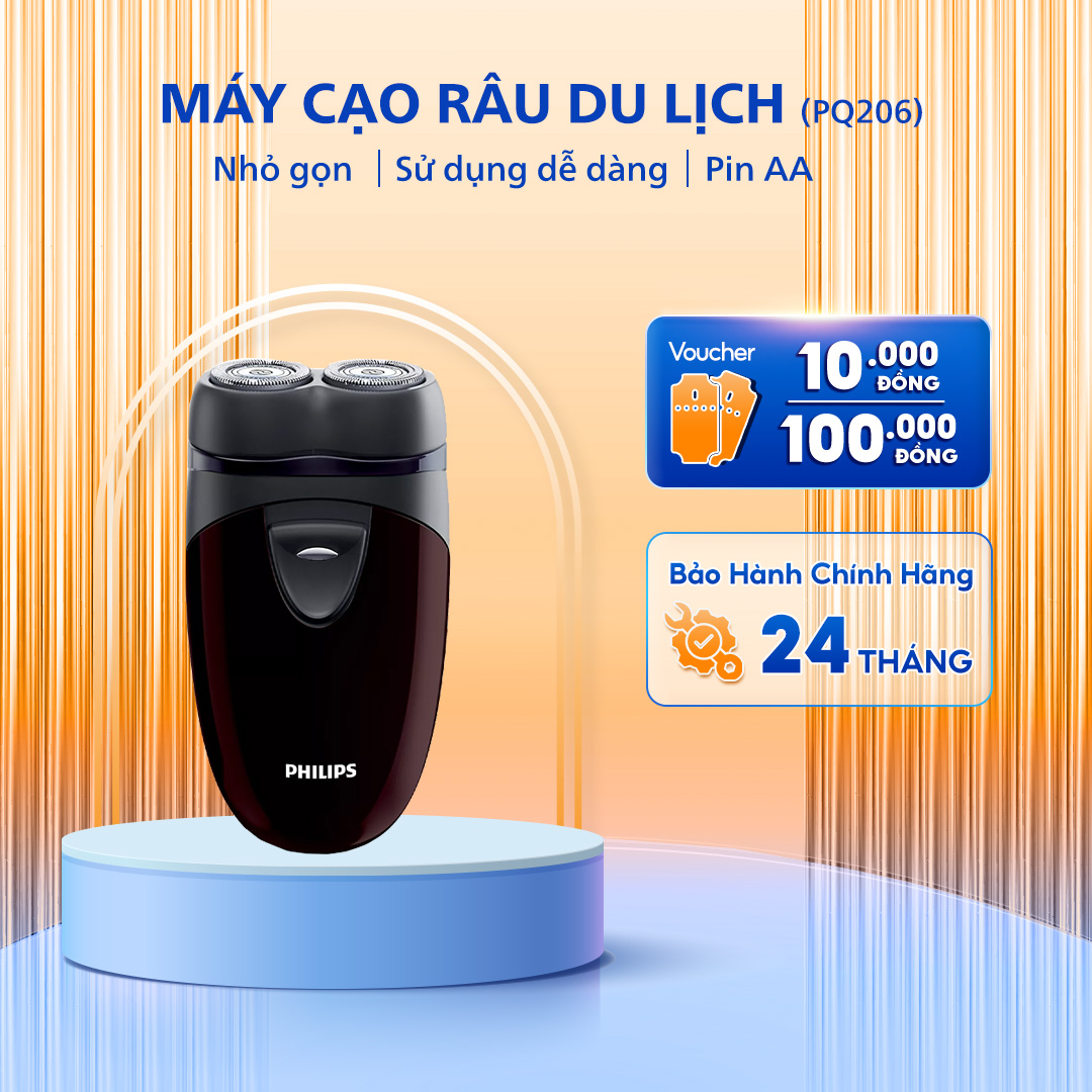 Máy Cạo Râu PHILIPS PQ206, Nhỏ Gọn Tiện Lợi, Bảo Hành Chính Hãng 24 Tháng