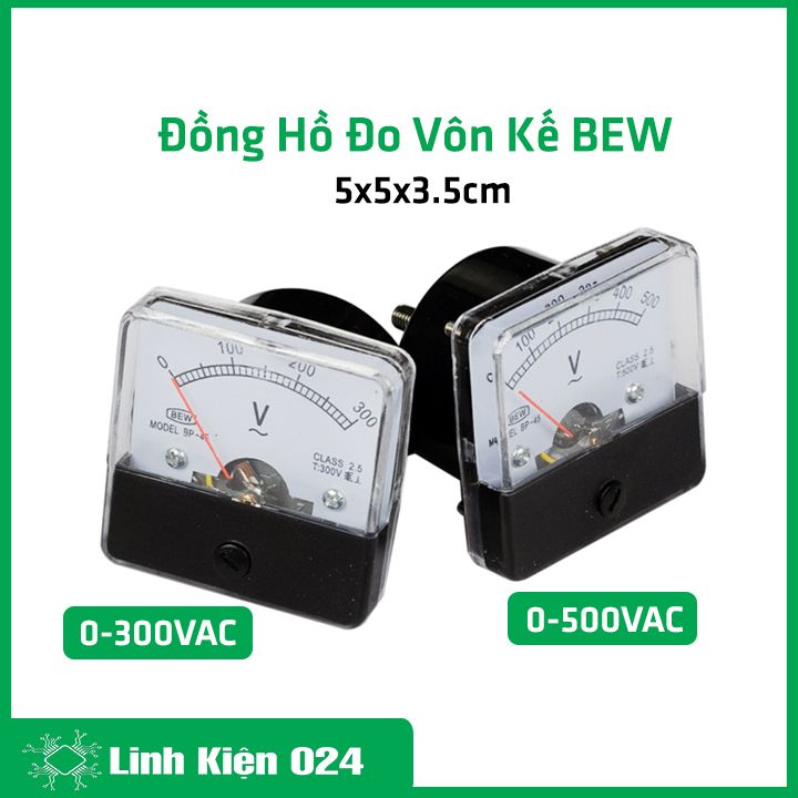 Đồng hồ đo vôn kế xoay chiều BEW 5x5x3.5Cm