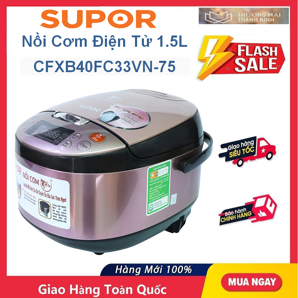 Nồi cơm điện tử niêu supor cfxb40fc33vn-75 1.5l, cfxb50fc33vn-75 1.8l