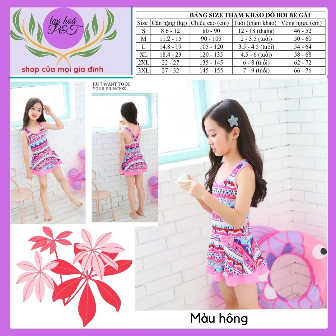 [HCM]BỘ ĐỒ BƠI BÉ GÁI HOÀNG GIA CAO CẤP HỌA TIẾT LIỀN THÂN CỰC ĐẸP SIZE CHUẨN TỪ S ĐẾN 3XL