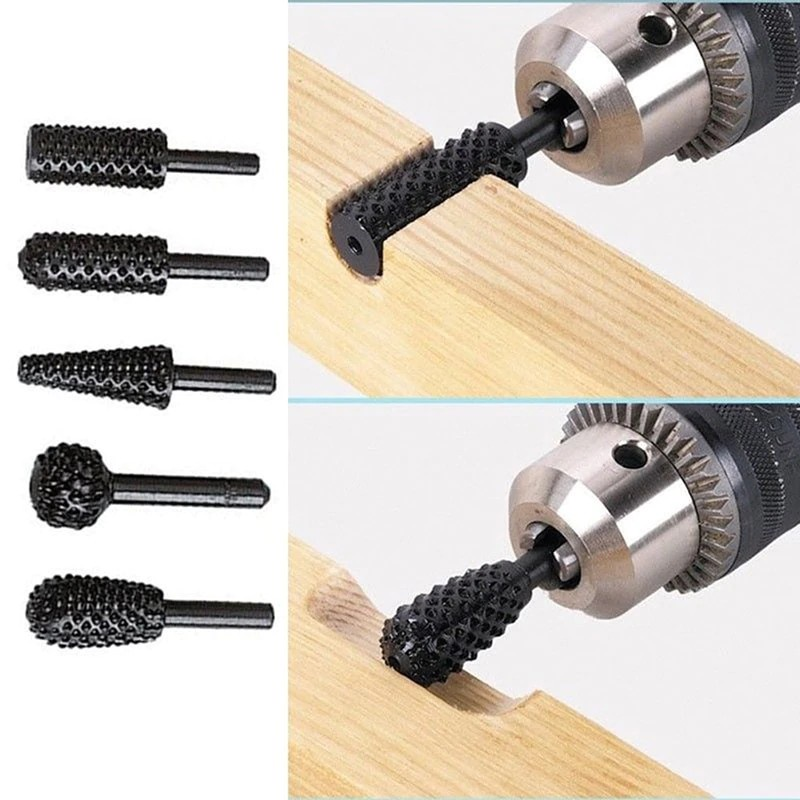 Bộ mũi khoan mài khắc gỗ đầu gắn máy khoan tiện lợi mũi điêu khắc gỗ máy đục khắc gỗ cầm tay dụng cụ làm bonsai lũa cây cảnh