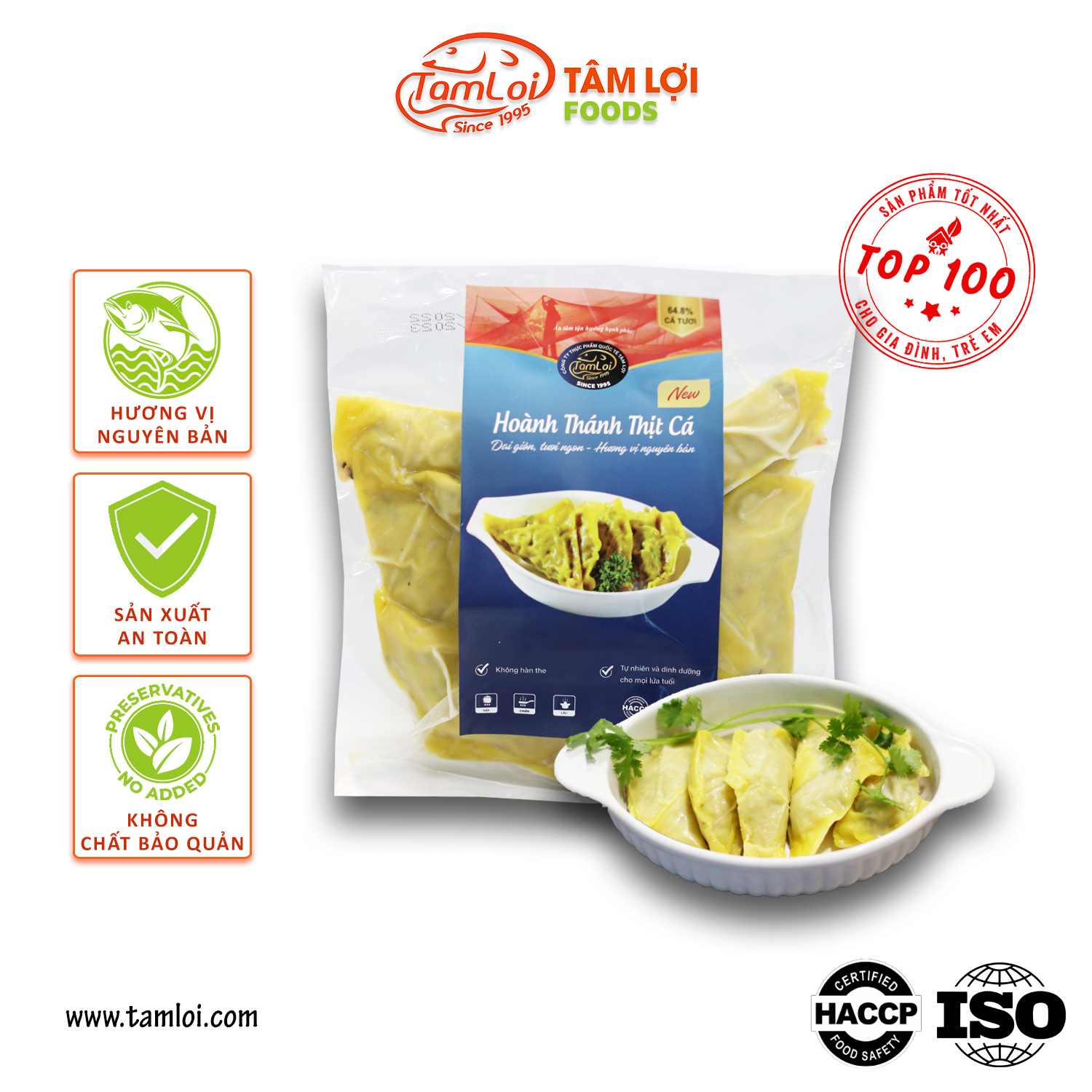 Viên thả lẩu - hoành thánh thịt cá tâm lợi, loại cao cấp - 200 gram - 500 gram