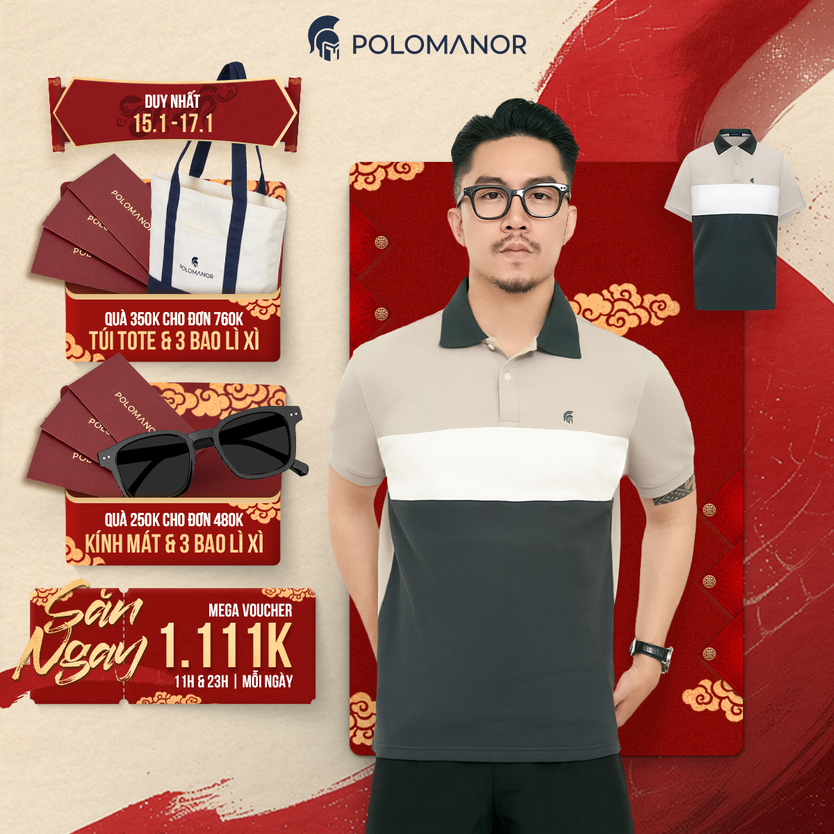 Áo polo nam BENJI, BST Social Circle chất vải cá sấu cotton interlock cao cấp sang trọng - POLOMANOR