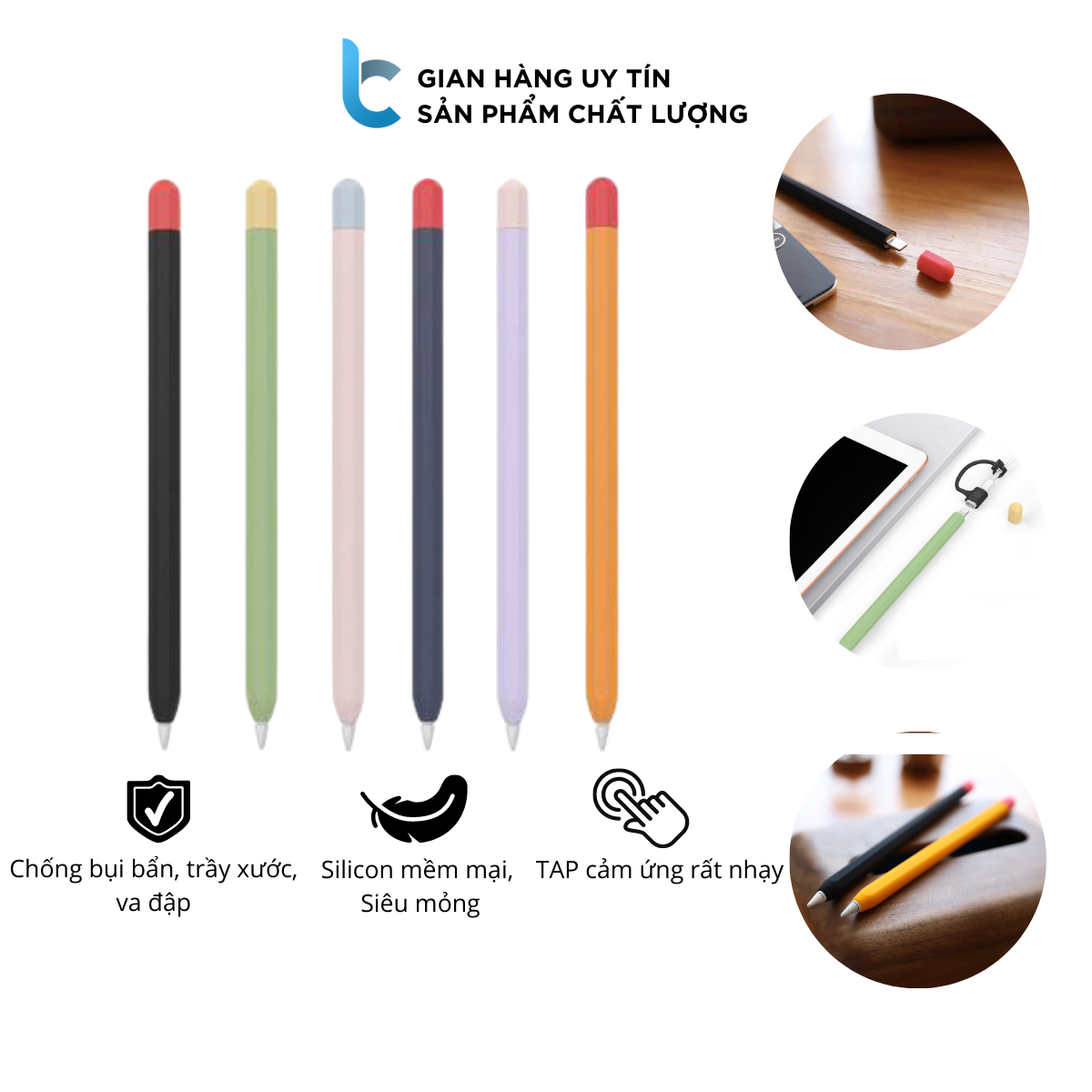 Ốp Silicon Apple Pencil 1 Kiểu Bút Chì AHASTYLE Chống Bẩn, Chống Trầy, Có Thể Sạc Mà Không Cần Tháo Ốp