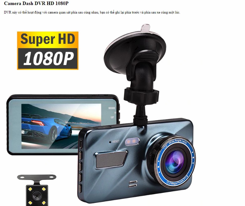 Camera hành trình ô tô quay đồng thời trước sau Full HD 12MP (Tặng kèm thẻ nhớ 32G)