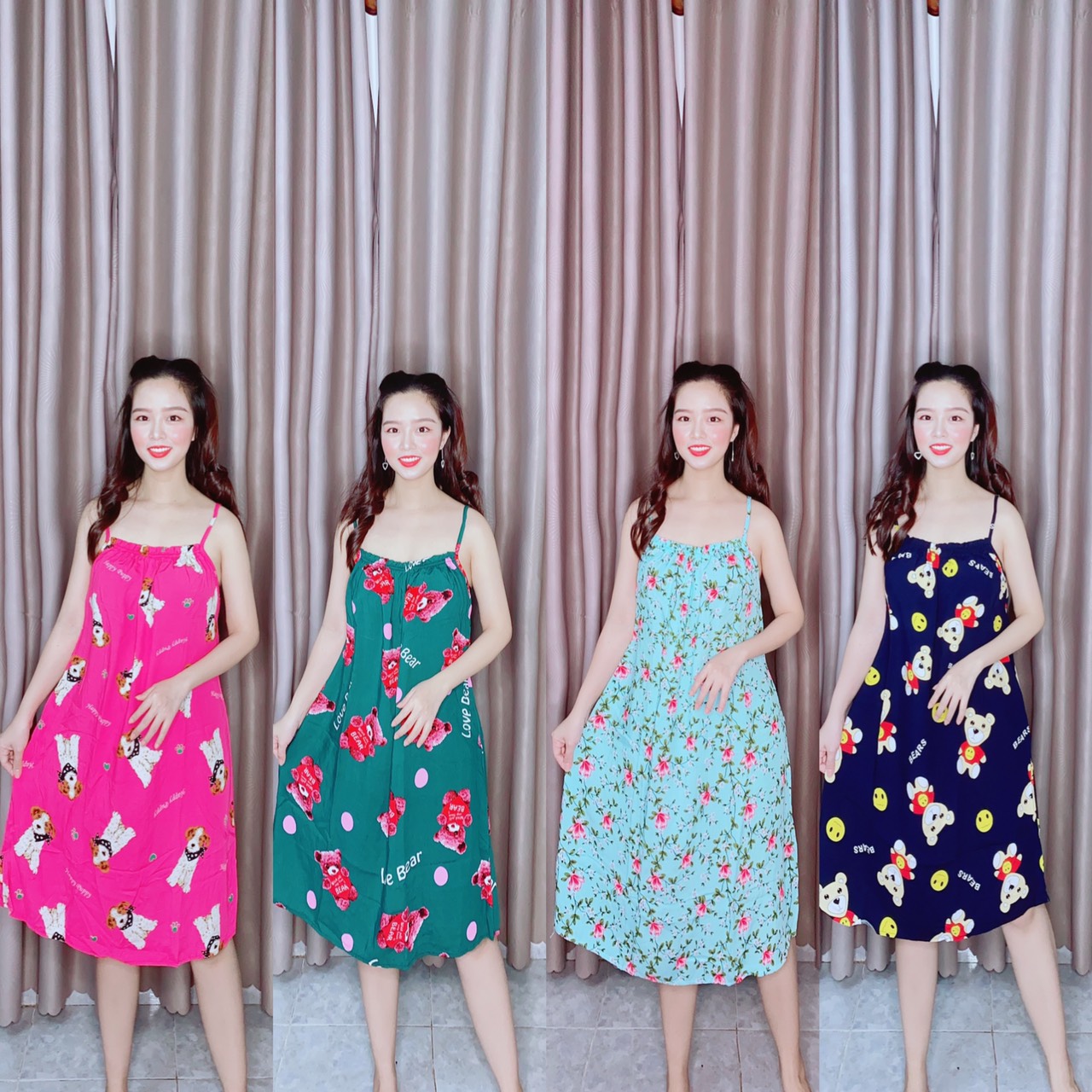 Đầm ngũ 2 dây to vải tole lanh 2da loại 1