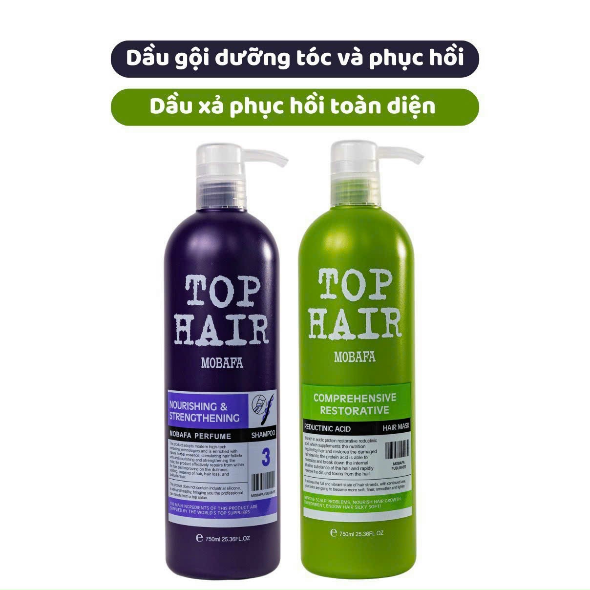 Cặp Dầu gội xả Top Hair chống rụng, phục hồi giúp tóc chắc khỏe 750ml x 2