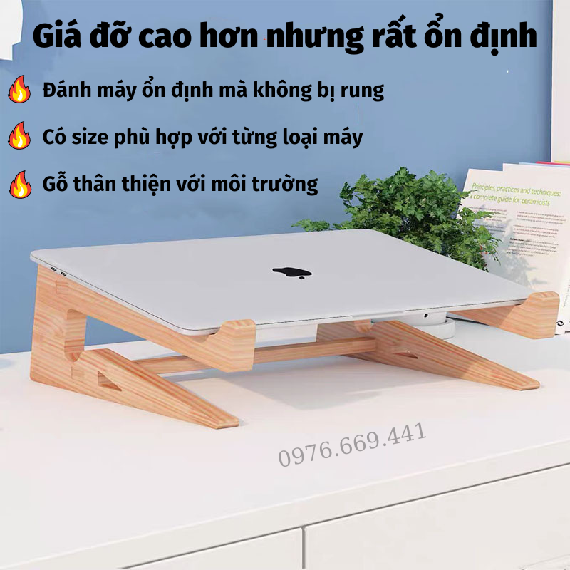 Giá đỡ laptop giá đỡ máy tính kệ kê laptop chất liệu bằng gỗ cao cấp tản nhiệt asaki