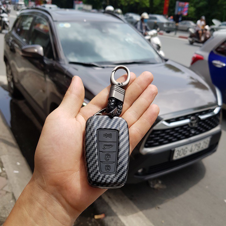 bao da chìa khóa Cross kèm móc khóa, ốp vỏ vân cacbon..