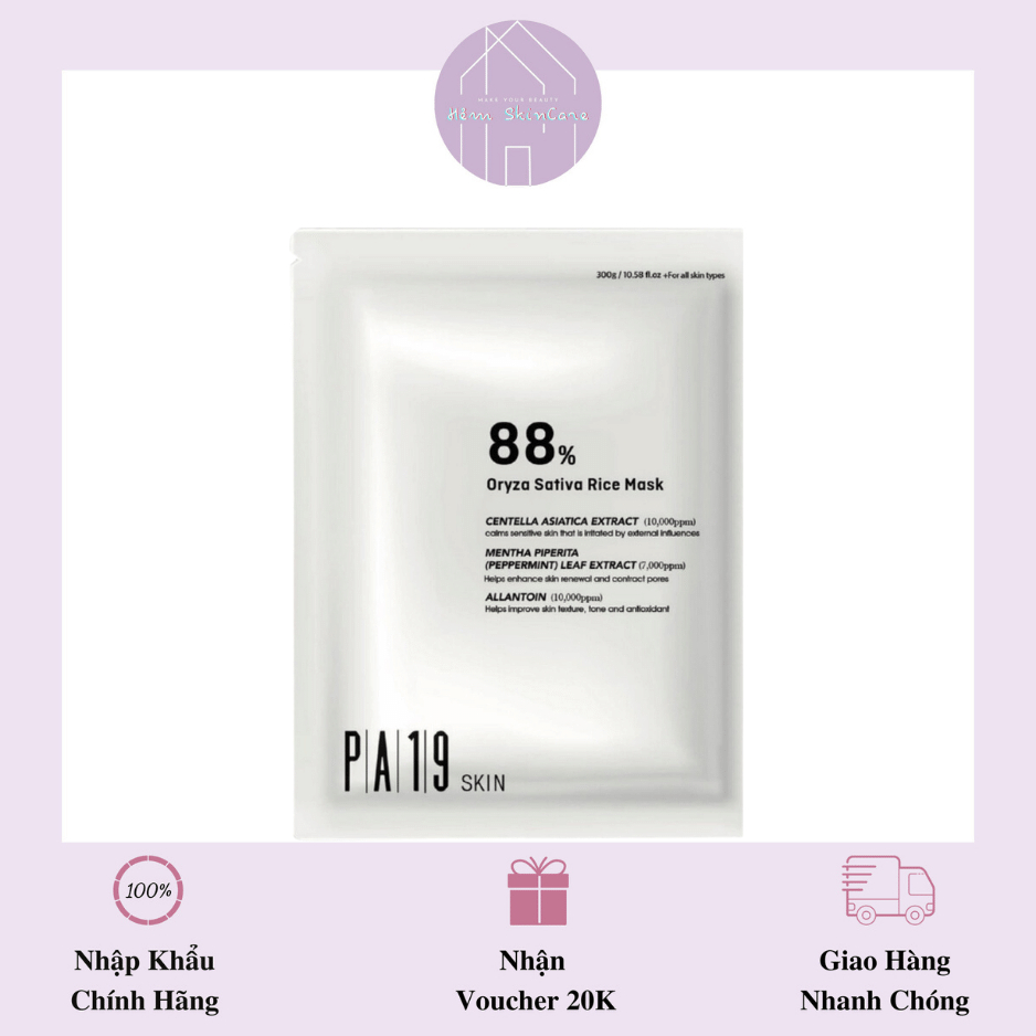 Mặt nạ gạo đen pa19 skin 88% oryza sativa rice mask- full hộp 10 miếng